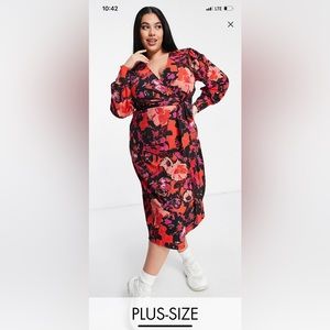 River Island Plus Floral Wrap Dress